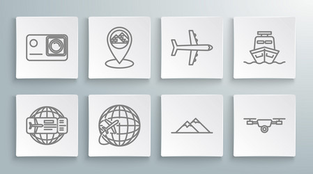 set line airline ticket map pointer with egypt vector image