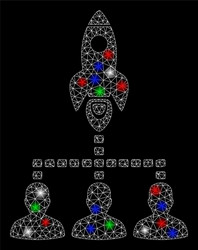 bright mesh network rocket space community vector image