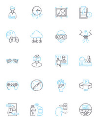 Data development linear icons set integration vector