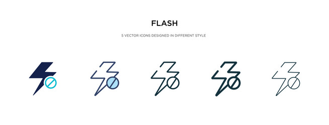 Flash icon in different style two colored vector