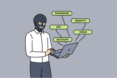 Hacker Using Laptop for Cybercrime vector image