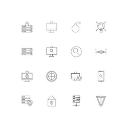 Internet security simple linear icons set vector