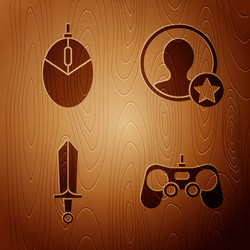 set gamepad computer mouse gaming sword for game vector image