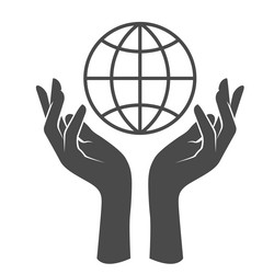 hands supporting globe planet care and unity vector image