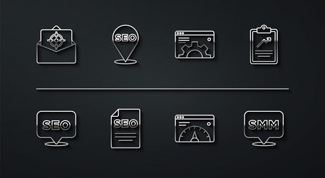 set line mail and e-mail seo optimization vector image