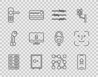 set line server data web hosting mobile vector image