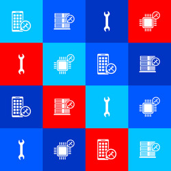 set mobile apps service database server wrench vector image