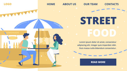 Street food restaurant website template vector