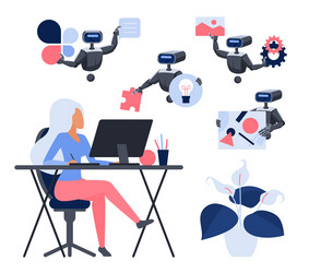ai assistant support for designer robots help vector image