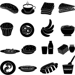Basic breakfast icons set Royalty Free Vector Image