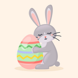 Easter cute bunny hugging an egg bunny Royalty Free Vector