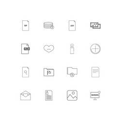 Files and folders sign simple linear icons set vector