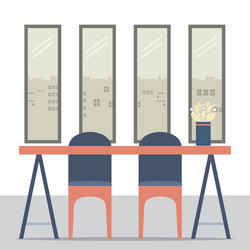 flat design empty chairs and table vector image