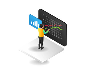 flat isometric concept of analyzing data vector image