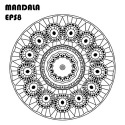 flower mandala coloring book element vector