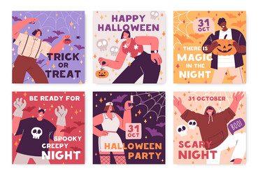 Halloween party cards designs holiday vector