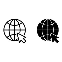 internet globe cursor click connection icons vector image