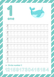 Number Tracing Worksheet - Learn to Write One vector
