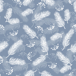 seamless pattern with rowan and fir branches vector image