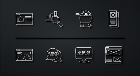 set line browser window website statistic vector image