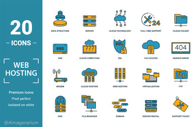 Web hosting icon set include creative elements vector