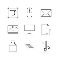 design elements linear icon set simple outline vector image