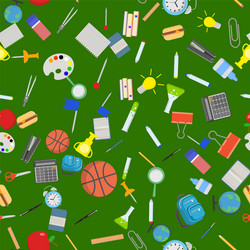 Different school objects in good seamless pattern vector