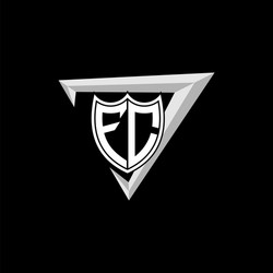 initial letter f c shield shape with triangular vector image