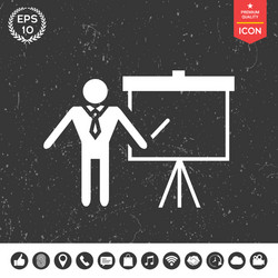 Presentation sign icon man standing with pointer vector