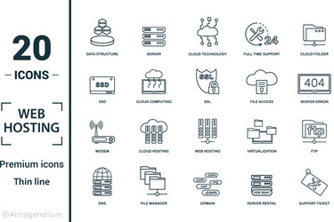 Web hosting icon set include creative elements vector