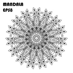 flower mandala coloring book element vector