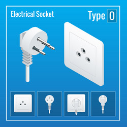 Isometric AC Socket & Switch Set vector image