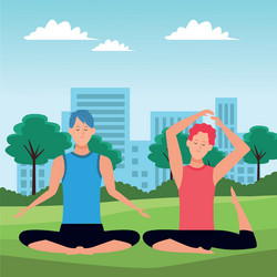 Men yoga poses Royalty Free Vector Image - VectorStock