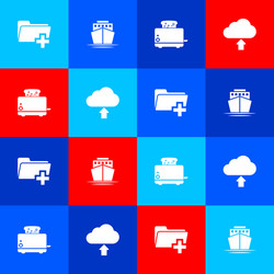 set add new folder ship toaster with toasts vector image
