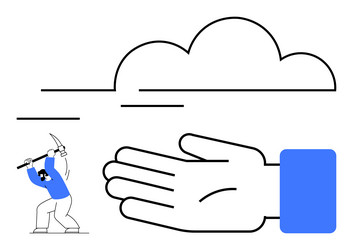 abstract concept of cloud computing with hand vector image