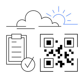 digital qr code integration with checklist cloud vector image