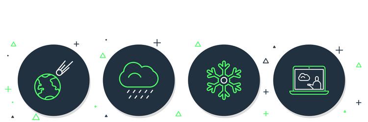 set line cloud with rain snowflake comet falling vector image