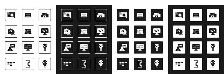 set monitor mobile tablet ui ux design front vector image