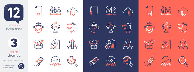Set of cloud sync analytics and inclusion line vector