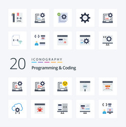 20 programming and coding flat color icon pack vector