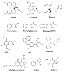 Chemical structural formulas of some drugs vector