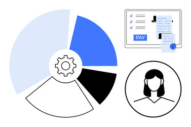data analysis pie chart transaction list vector image