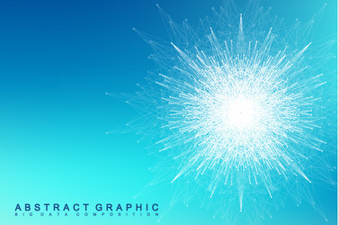fractal element with connected lines and dots big vector image