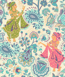 Indian Paisley Floral Pattern vector
