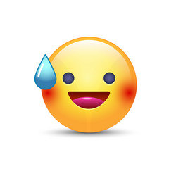 smiling face with open mouth and cold sweat vector image
