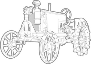 Artistic drawing of old tractor Royalty Free Vector Image