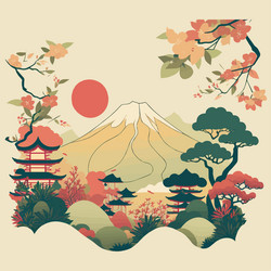 Fuji mount japan travel destination concept vector