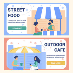 Street food outdoor cafe flat website vector