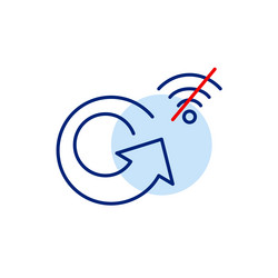 arrow and no wi-fi symbol data backup unavailable vector image