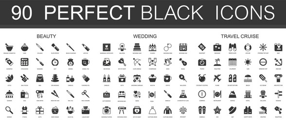 Beauty wedding travel vacation cruise black vector